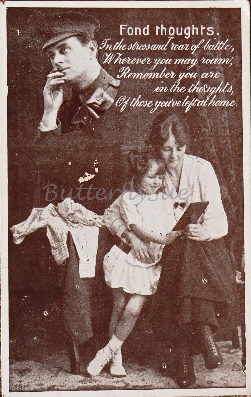 WW1 Sentimental Printed Postcard entitled FondThoughts