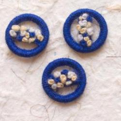 Handmade Vintage Dorset Style Embroidered Wool Buttons circa 1930 (lot 3)