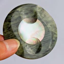 Large Vintage Plastic button With Mother of Pearl Inlay - Early Twentieth Century- Art Deco